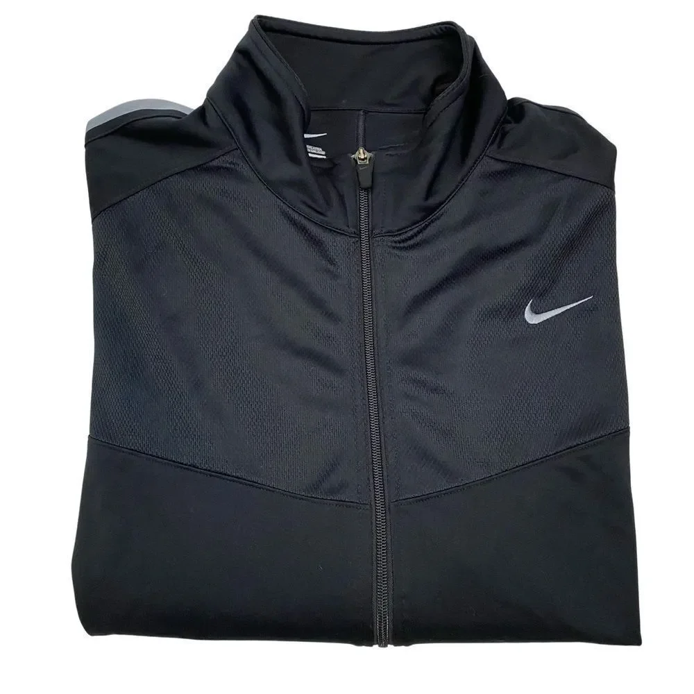 Mens Nike Black Lightweight Full‎ Zip Jacket Windbreaker XXL